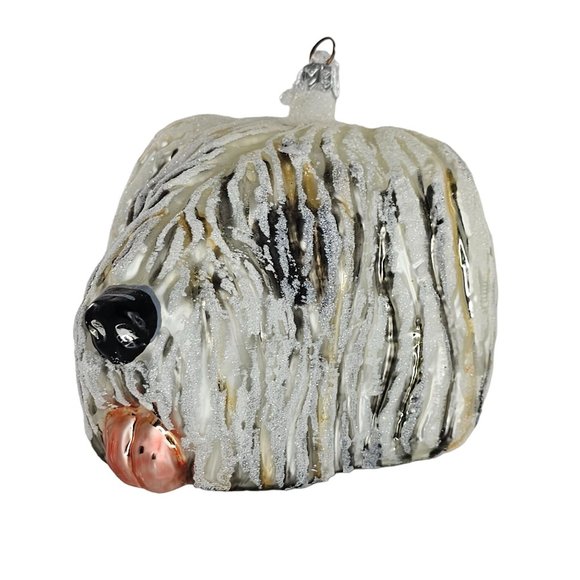 Slavic Treasures Old English Sheepdog Blown Glass Ornament Poland Hard to Find - Picture 2 of 10